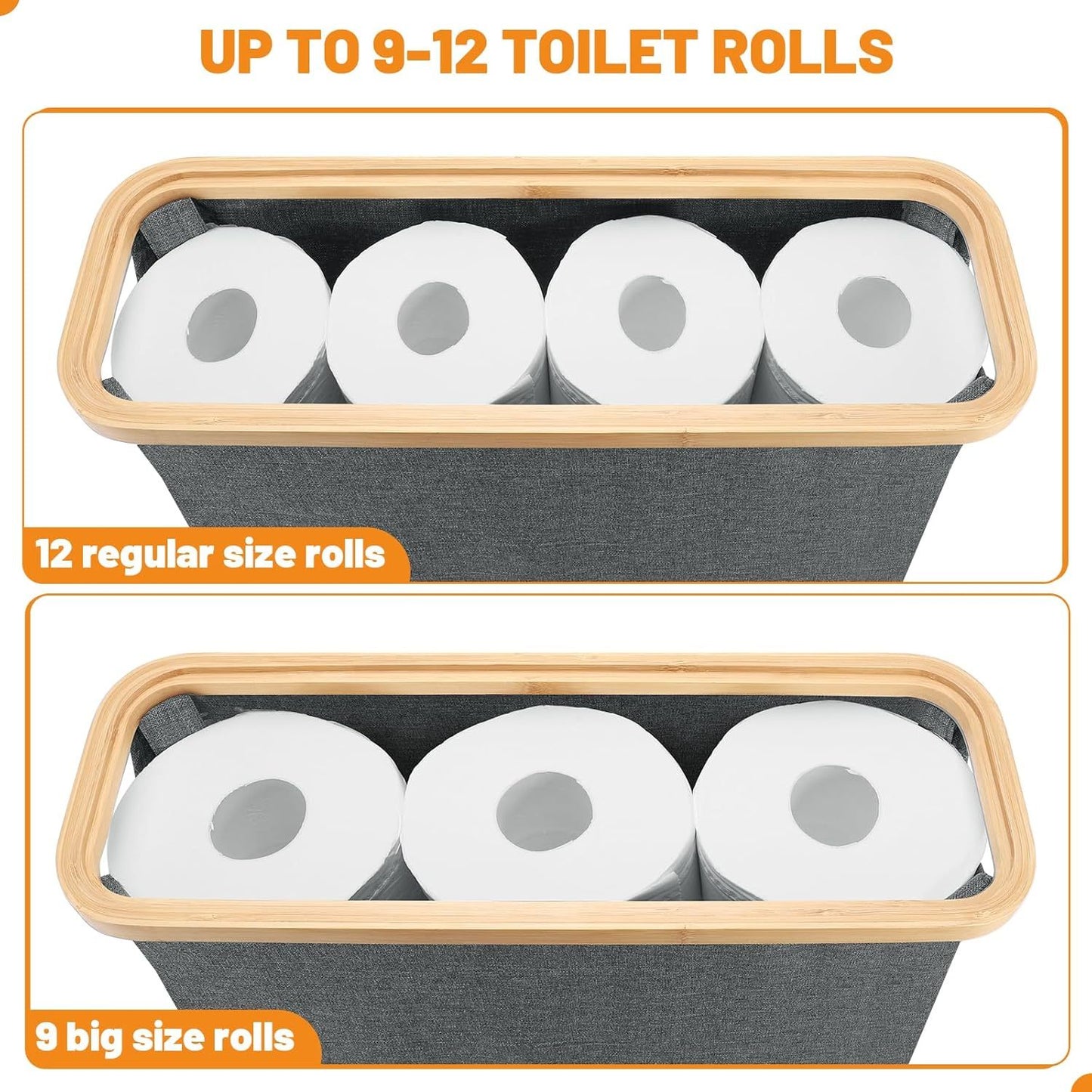 UK Local Fast Arrival Toilet Paper Storage Basket With Lid, Bamboo Toilet Paper Storage Holder Stand Organizer For Bathroom, Toilet Paper Storage Box Container With Handle, Toilet Tissue Storage Bin For RV Clo