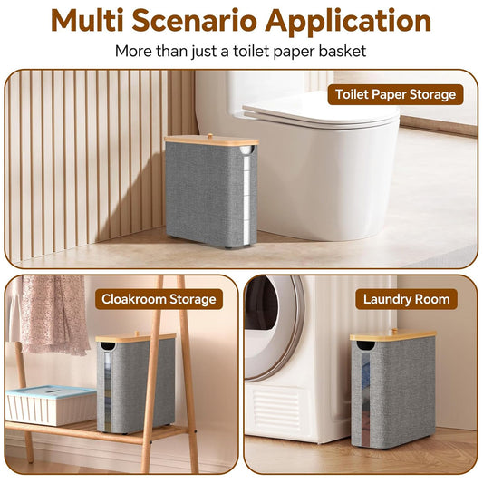 UK Local Fast Arrival Toilet Paper Storage Basket With Lid, Bamboo Toilet Paper Storage Holder Stand Organizer For Bathroom, Toilet Paper Storage Box Container With Handle, Toilet Tissue Storage Bin For RV Clo