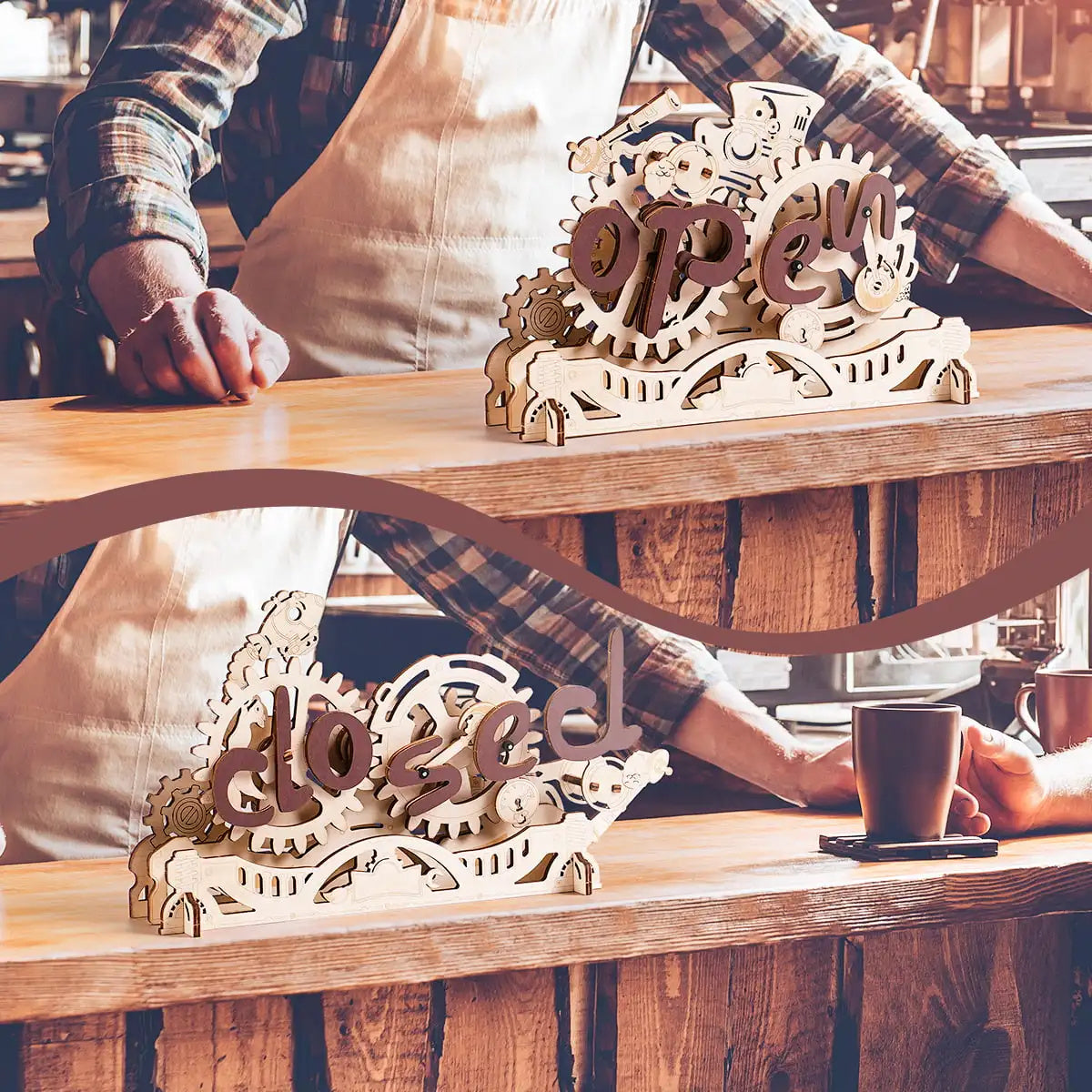 US Local Robotime Rokr Open Closed Sign 3D Wooden Puzzle For Door Note Kids Easy Assemble Home Decoration Toys