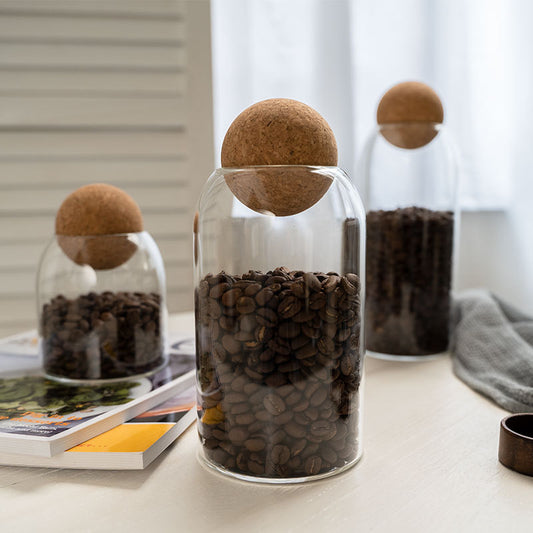 US Local 1 SET Storage Ball Jar, Glass Tea Jar, Minimalist Cork Jar, Sealed Candy Jar, Storage Jar, Coffee Jar, Dry Food Storage Jar, Coffee Storage Container