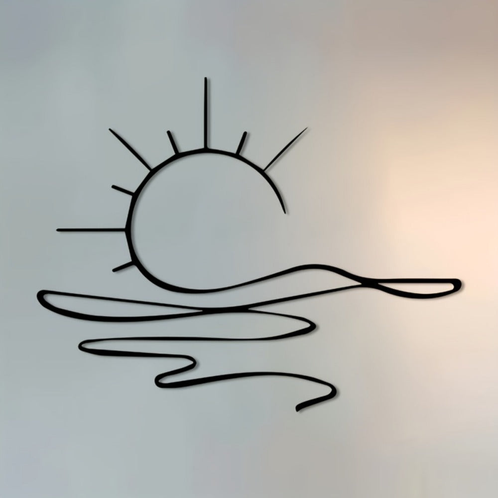 US Local Minimalist Sunrise Wall Art – Modern Metal Iron Wall Decor, Abstract Sun Line Design for Home | Elegant Housewarming & Wedding Gift, Versatile for Living Room, Bedroom, Bathroom, Kitchen & Halloween