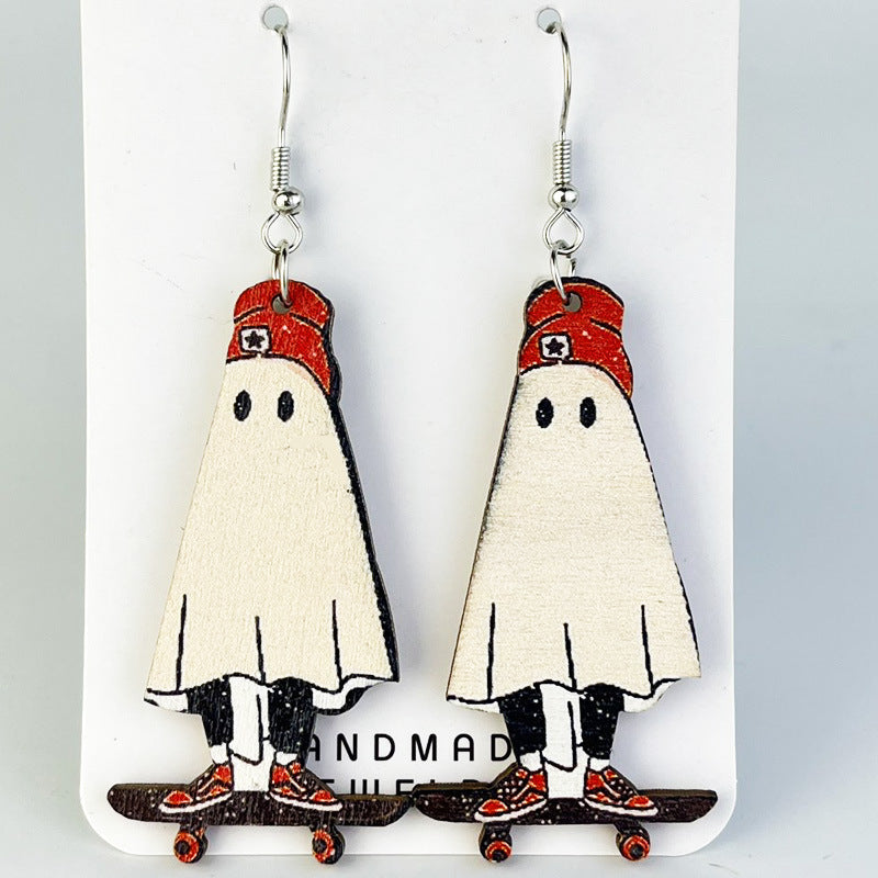 Floral Ghost Bohemian Retro Thanksgiving Atmosphere Pumpkin Cute Eardrops