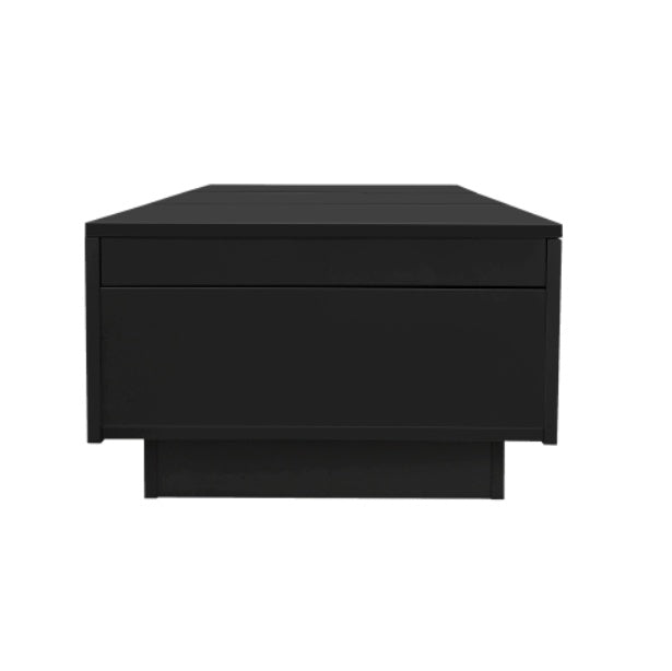 UK Local Coffee Table, Black High-Gloss Living Room Table With Push-Pull Storage Structure, Double-Sided Drawers