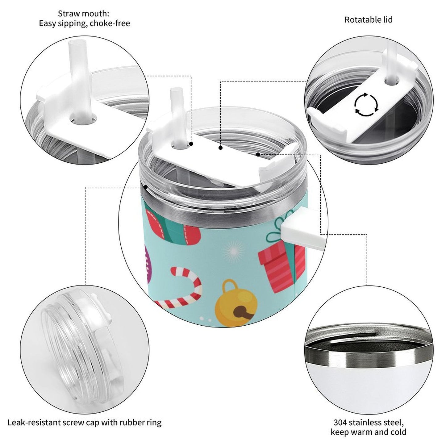 PHDT00166 POD US Local Tumbler 40 oz Large Capacity Car Cup Christmas