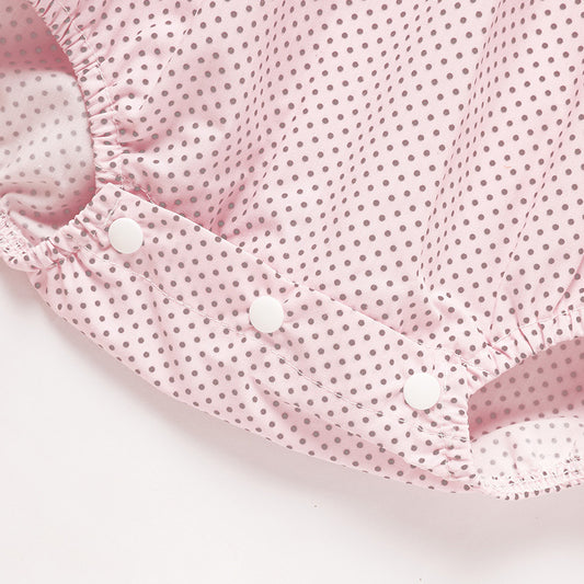 US Local Newborn Baby Girls' Valentine's Day Smocked Romper Short Sleeve Heart Embroidery Jumpsuit Casual Cute Romper