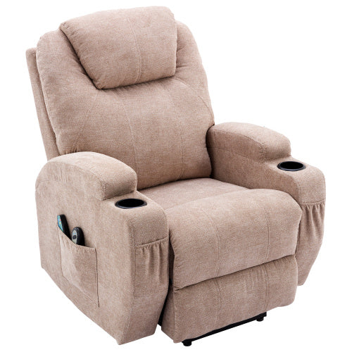 UK Local Power Lift Recliner Chair Massage Chair For Elderly, Electric Lift Chair With Heat And Massage, Fabric Recliner Sofa With 2 Cup Holders, Side Pockets Remote Control For Living Room