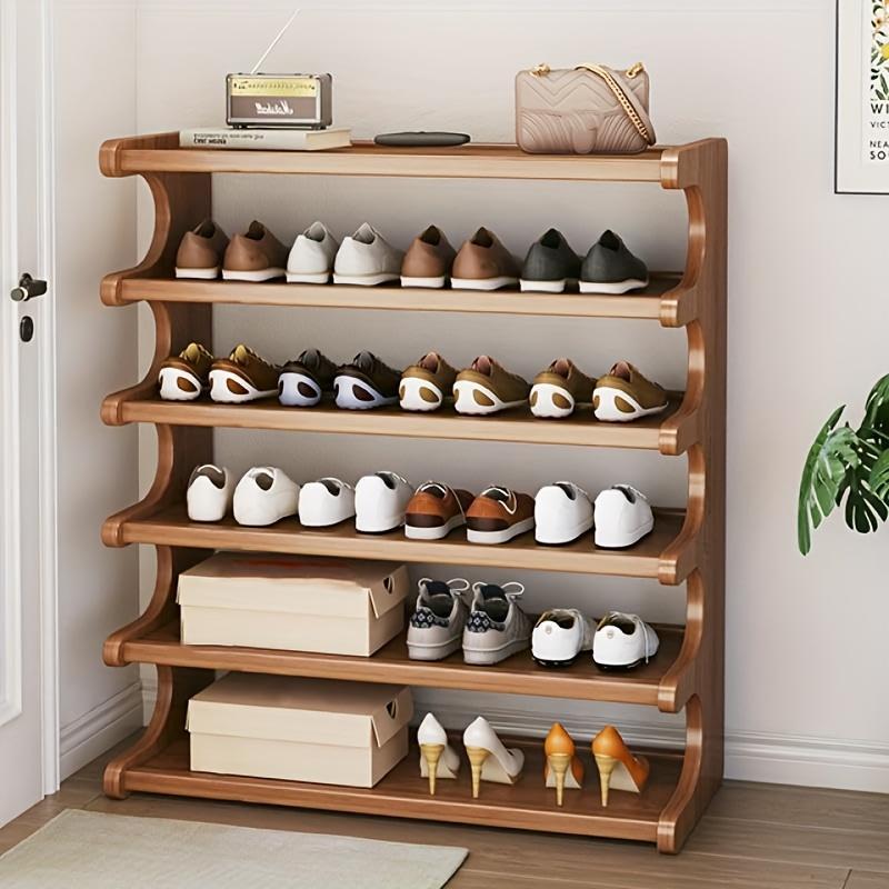 US Local Four-layer Wooden Stackable Floor-standing Shoe Rack Suitable For Entrance, Wardrobe And Corridor To Store High Heels, Sneakers And Sandals,Currently Supports Self-pickup