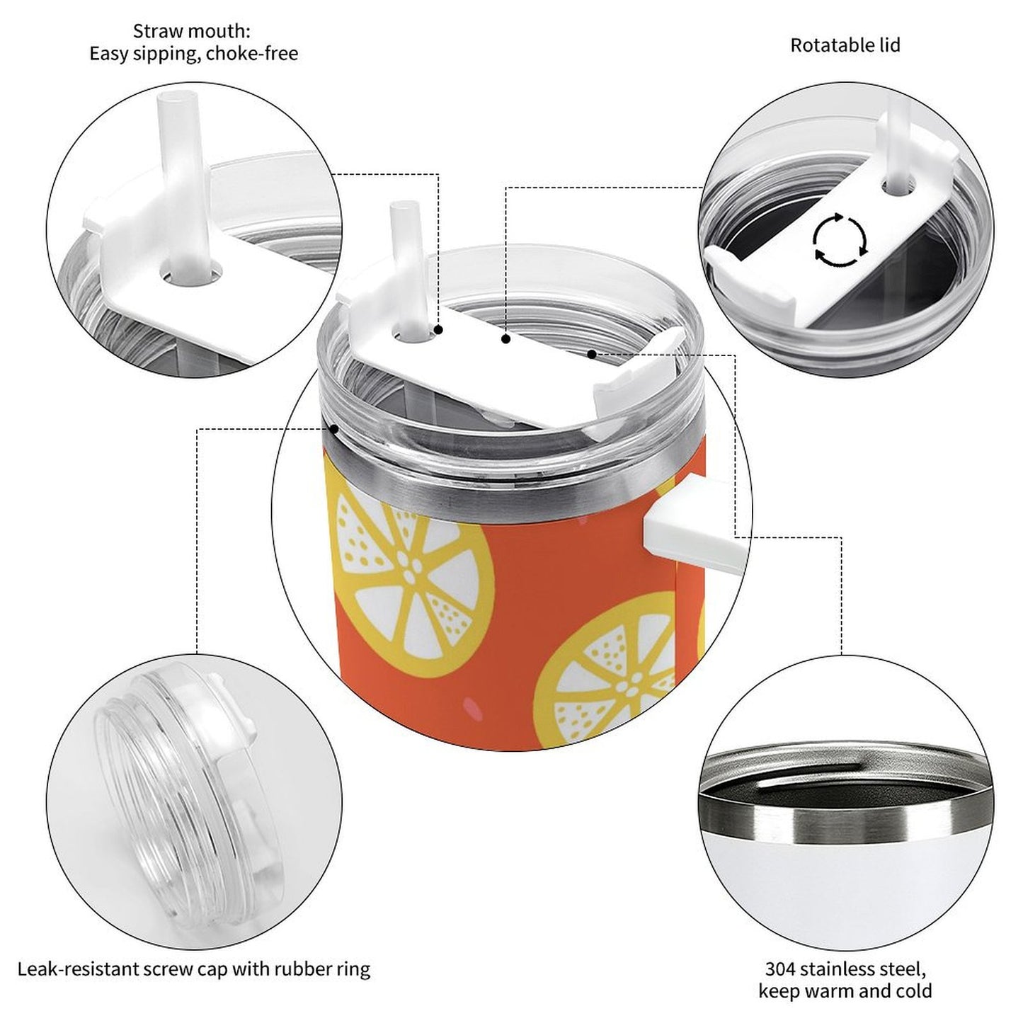 PHDT00182 POD US Local Tumbler 40 oz Large Capacity Car Cup Fruit, Hand Painted