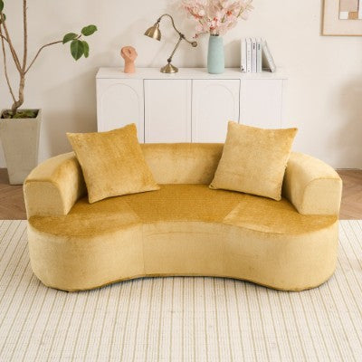 US Local Moon Shaped Sofa, Modern Sleeper Cat Waist Sofa With Deep Seat, Non Assembly Sponge Compression Sofa