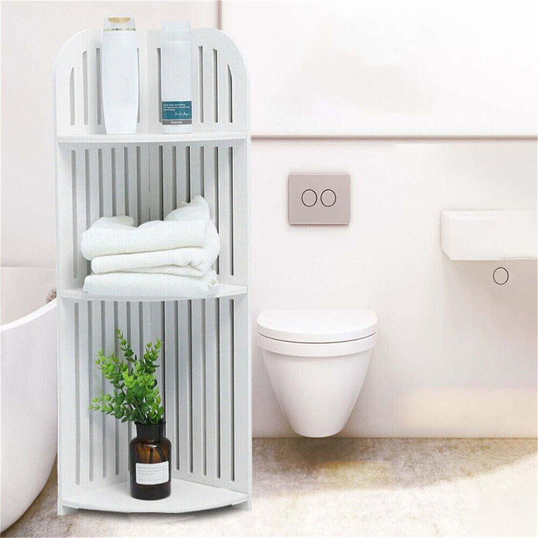 UK Local 3 Tier Corner Bath Shelf Shower Caddy Storage Rack Unit Organiser Stand White UK