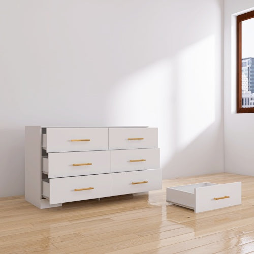 US Local Large White Six Drawer Cabinet
