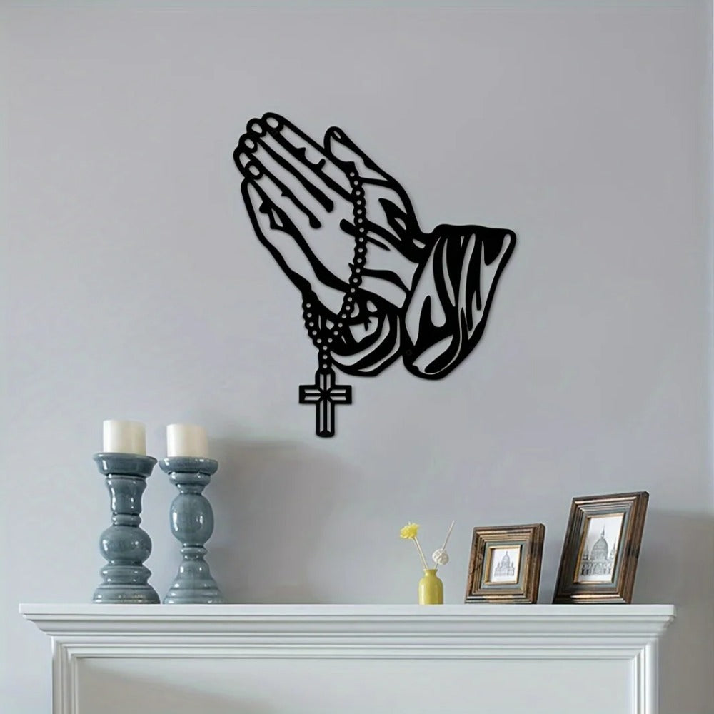 US Local Gothic Black Metal Cross Wall Art - Prayer Faith Decor for Bedroom, Living Room, Office, Bathroom & Kitchen - Halloween Home Decor, Housewarming Gift, Unique Room Decoration, Gothic Wall Hanging"room