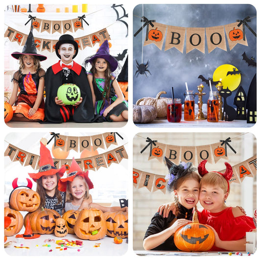 US Local Halloween Burlap Banner Halloween Party Mantel Wall Hanging Supplies For Home Farmhouse Patio