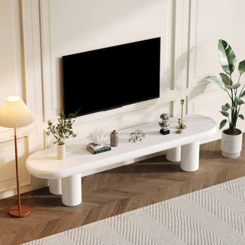 UK Local White Painted TV Stand Cabinet For TV Up To 70 Inch, TV Unit TV Console Table, Wooden Entertainment Center For Living Room, Dining Room, Bedroom