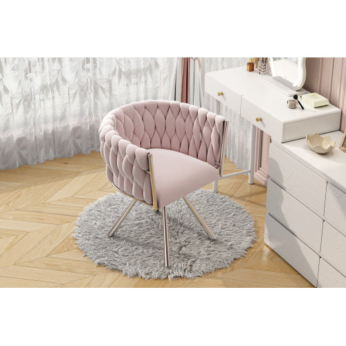 UK Local Velvet Dining Chair, Single Light Luxury Living Room Bedroom Swivel Chair, Leisure Swivel Chair With Four Metal Support Legs