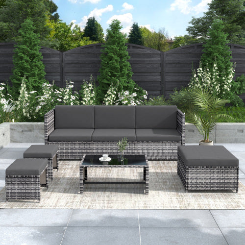 UK Local Lounge Set, Garden Furniture Set, Ratten Sofa, Seating Group, Patio Furniture, Grey