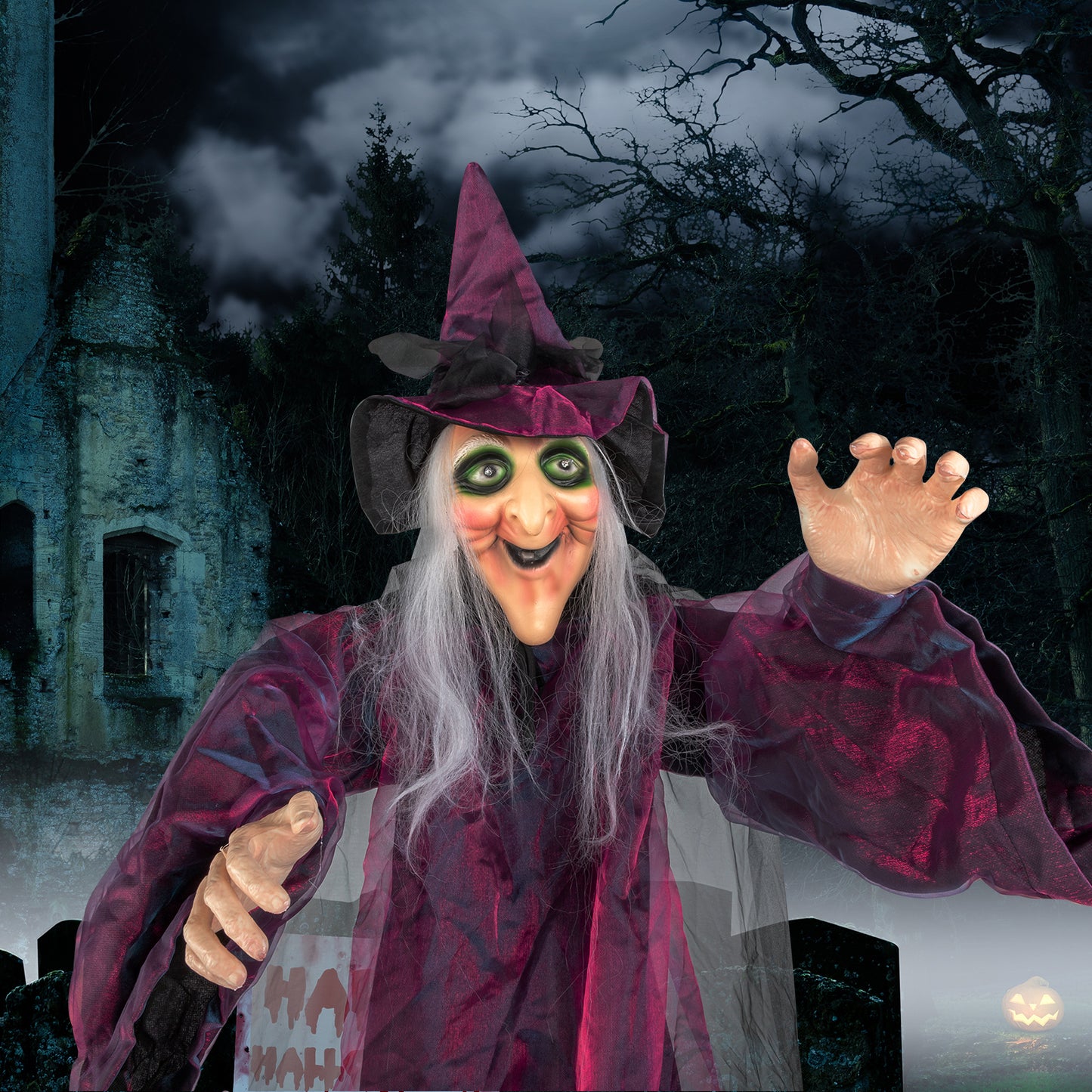 US Local 71in Life Size Hanging Witch Talking Halloween Everyday Decoration