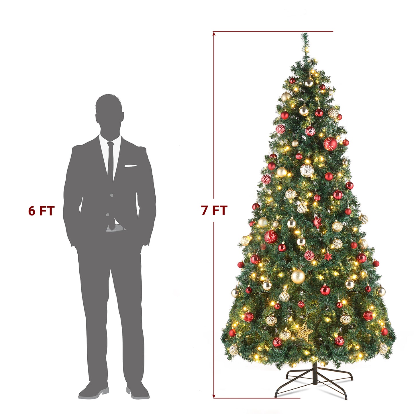 US Local 7ft Automatic Tree Structure PVC Material 450 Lights Warm Color 8 Modes 1050 Branches Christmas Tree Green