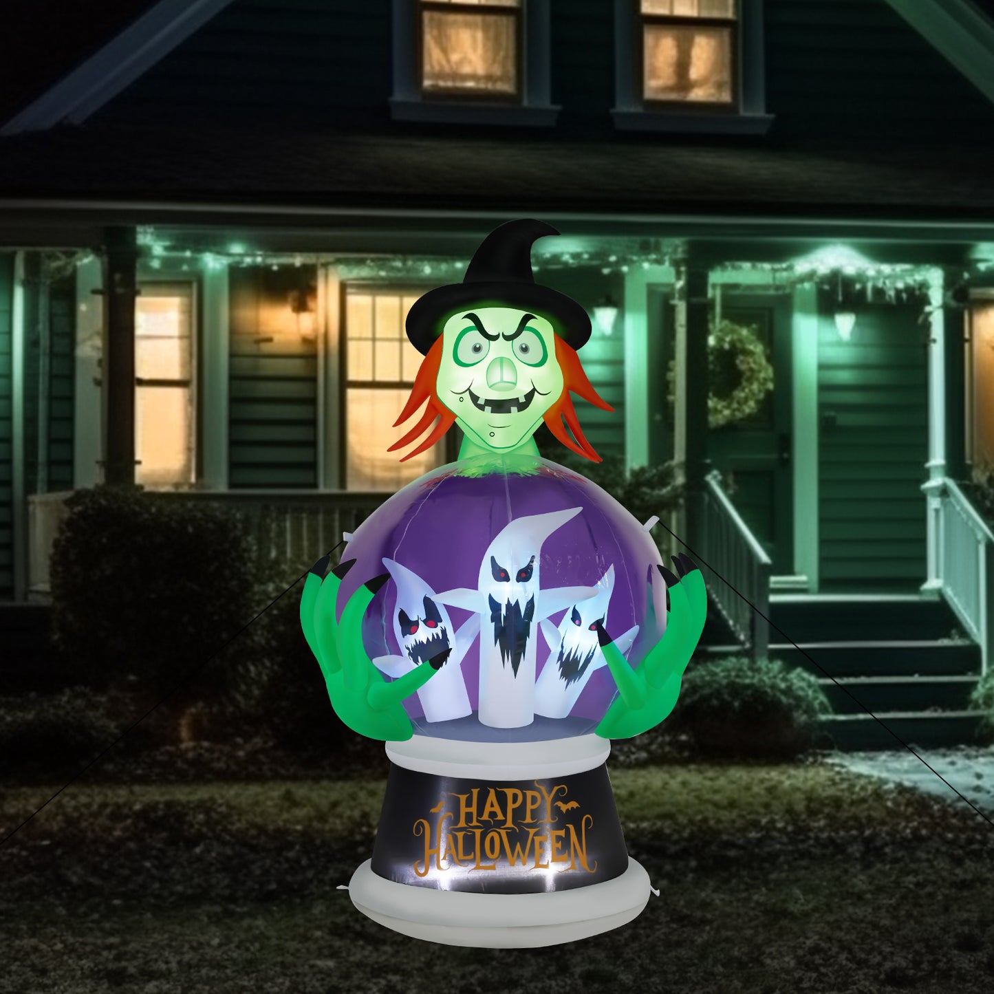 US Local 5.9ft Witch & Crystal Ball Inflatable Halloween Decoration