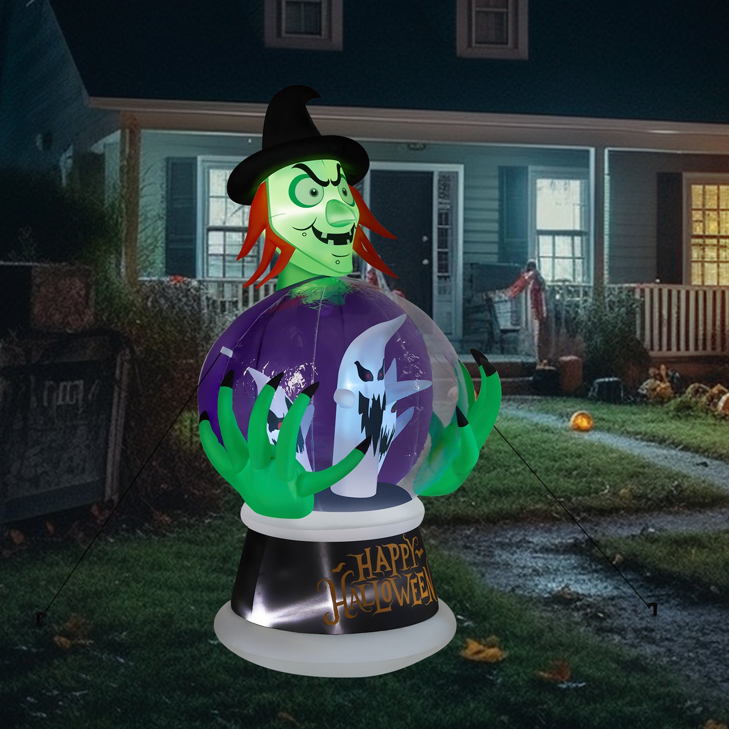 US Local 5.9ft Witch & Crystal Ball Inflatable Halloween Decoration