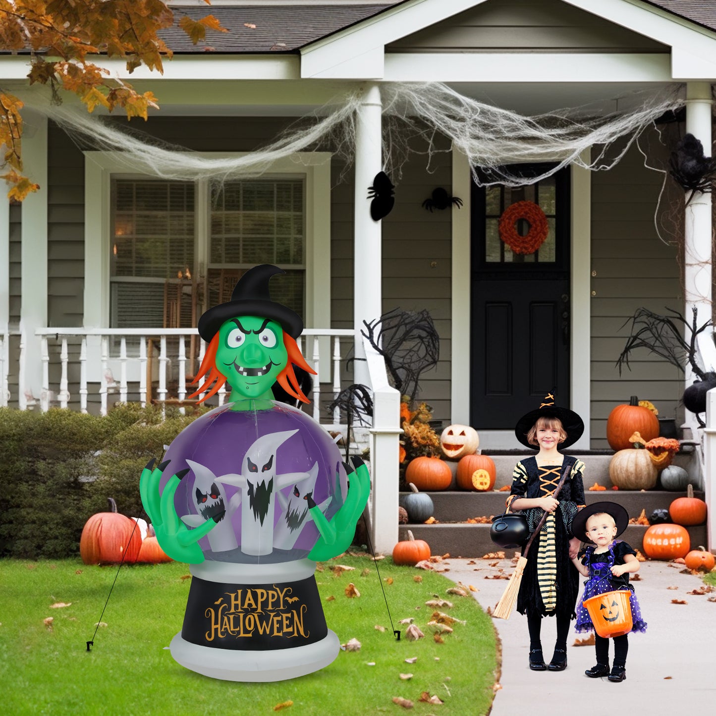US Local 5.9ft Witch & Crystal Ball Inflatable Halloween Decoration
