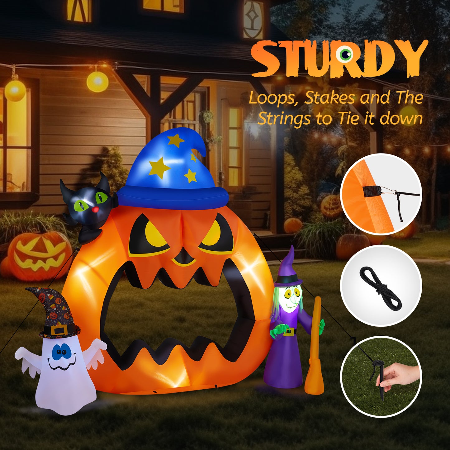 US Local 6.9ft Pumpkin Inflatable Halloween Decoration