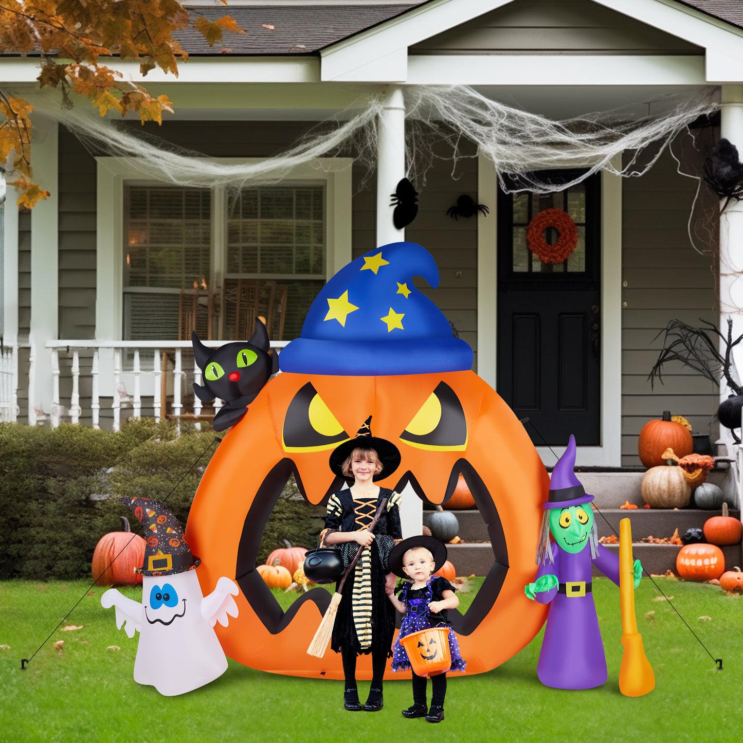 US Local 6.9ft Pumpkin Inflatable Halloween Decoration