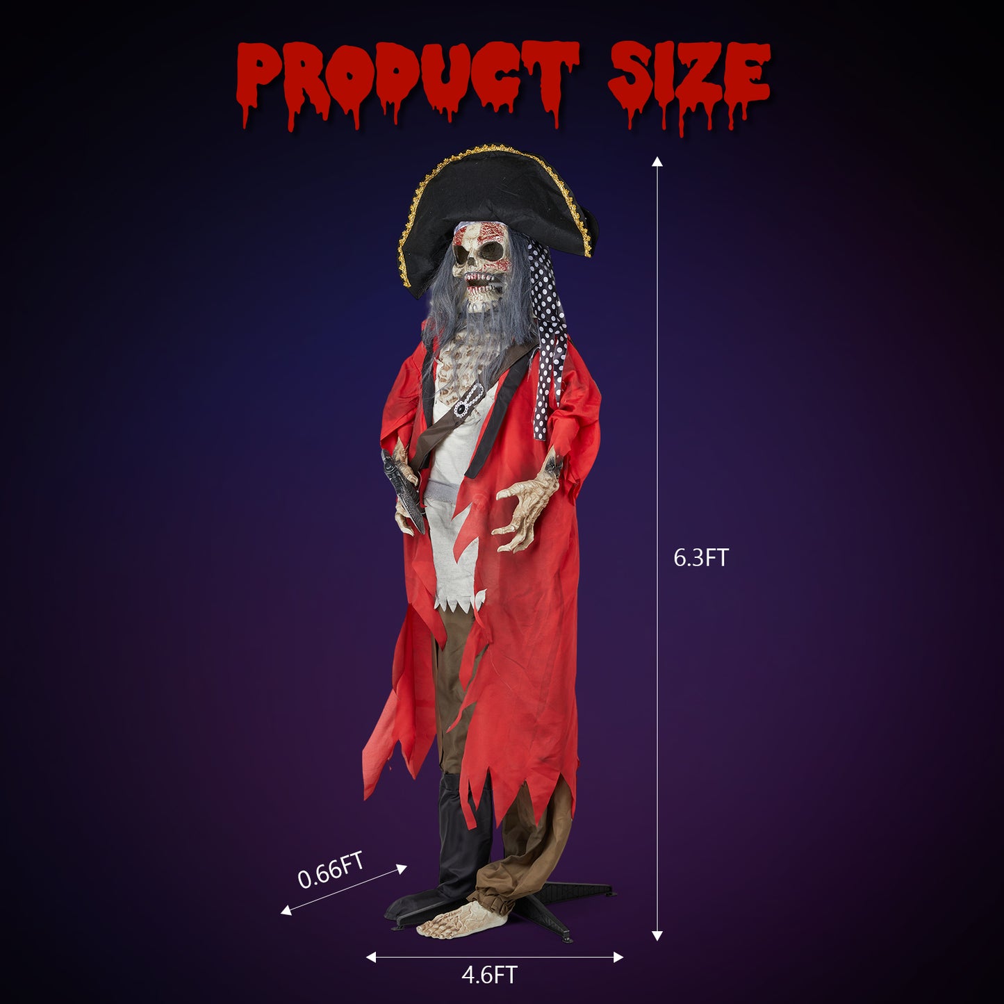 US Local 6.3ft Pirate Halloween Standing Decoration