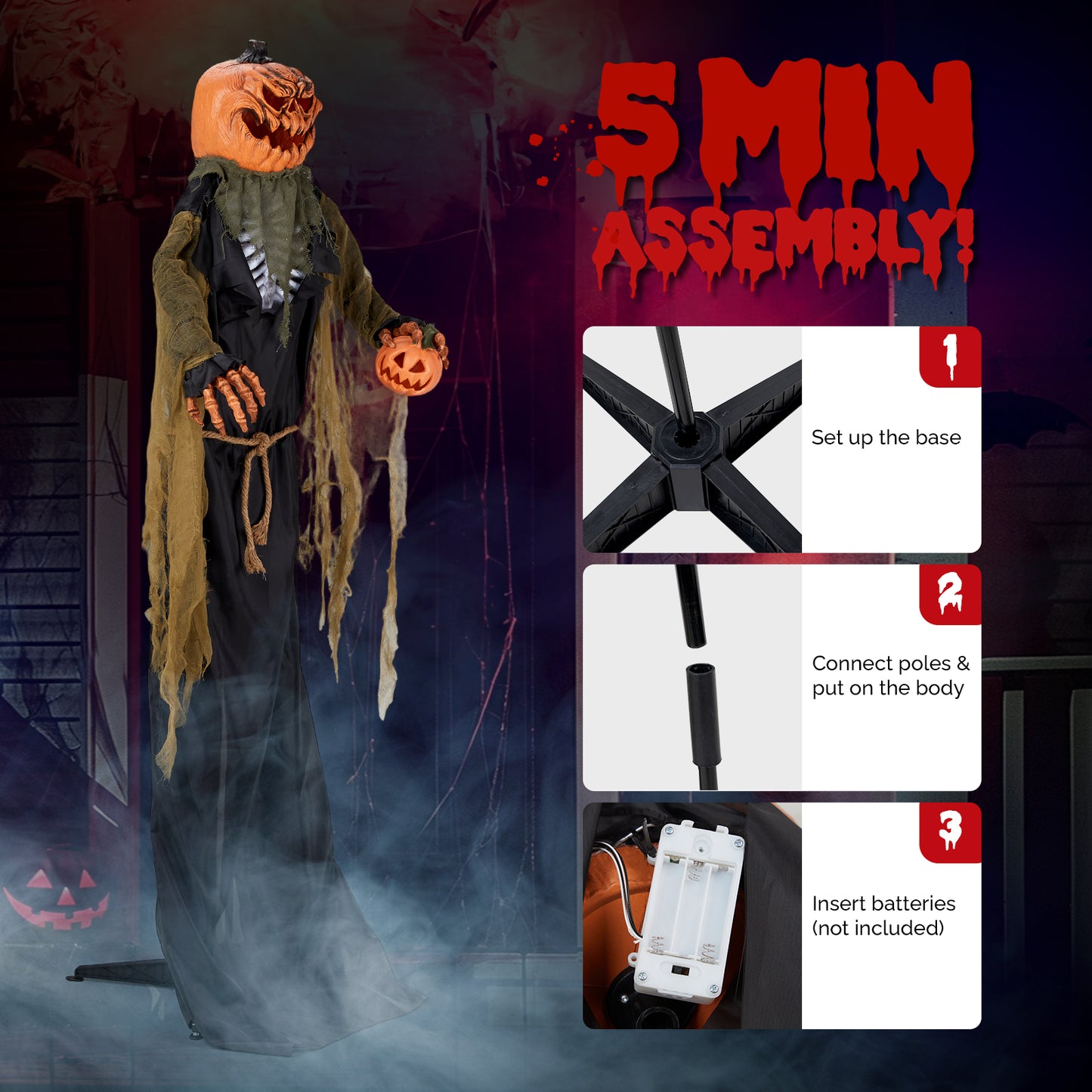 US Local 7ft Pumpkin Halloween Standing Decoration