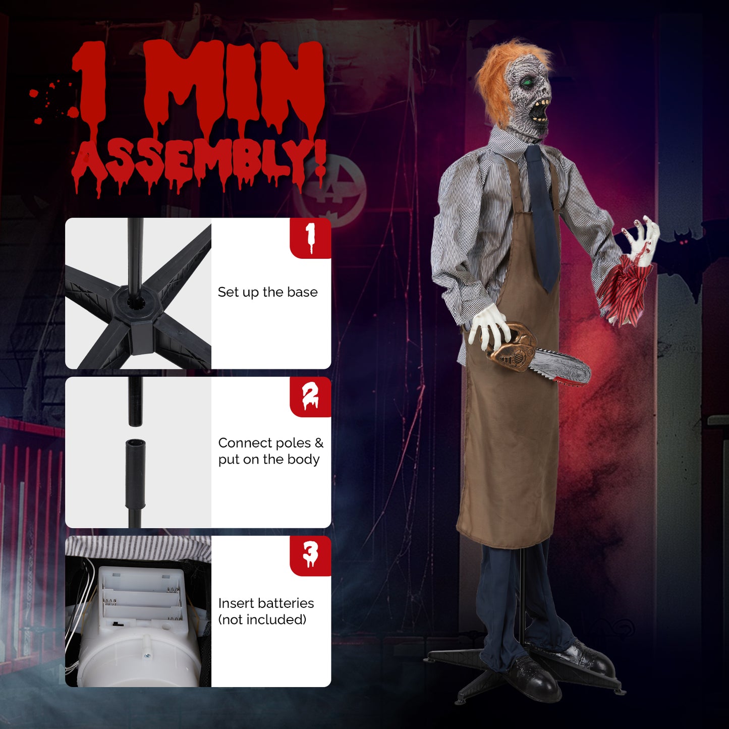 US Local 5.7ft Chainsaw Man Halloween Standing Decoration
