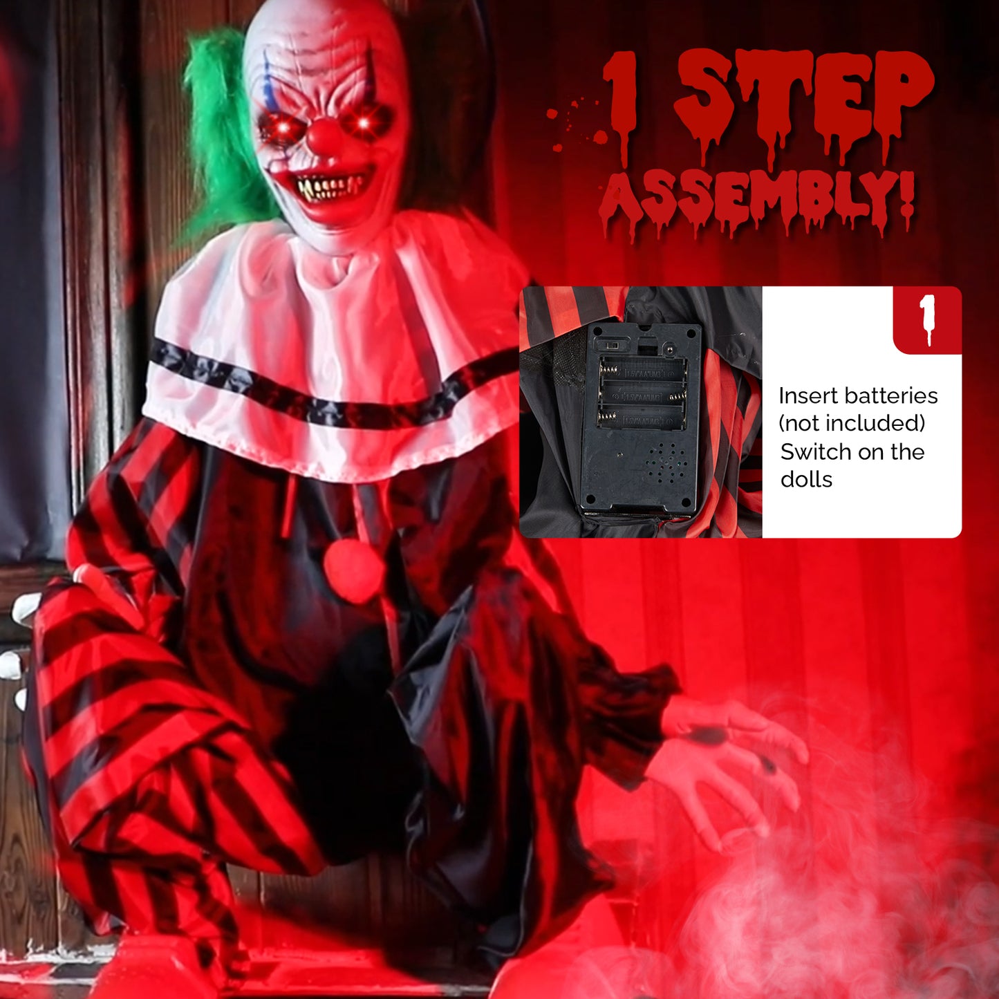US Local 2.6ft Clown Halloween Standing Decoration