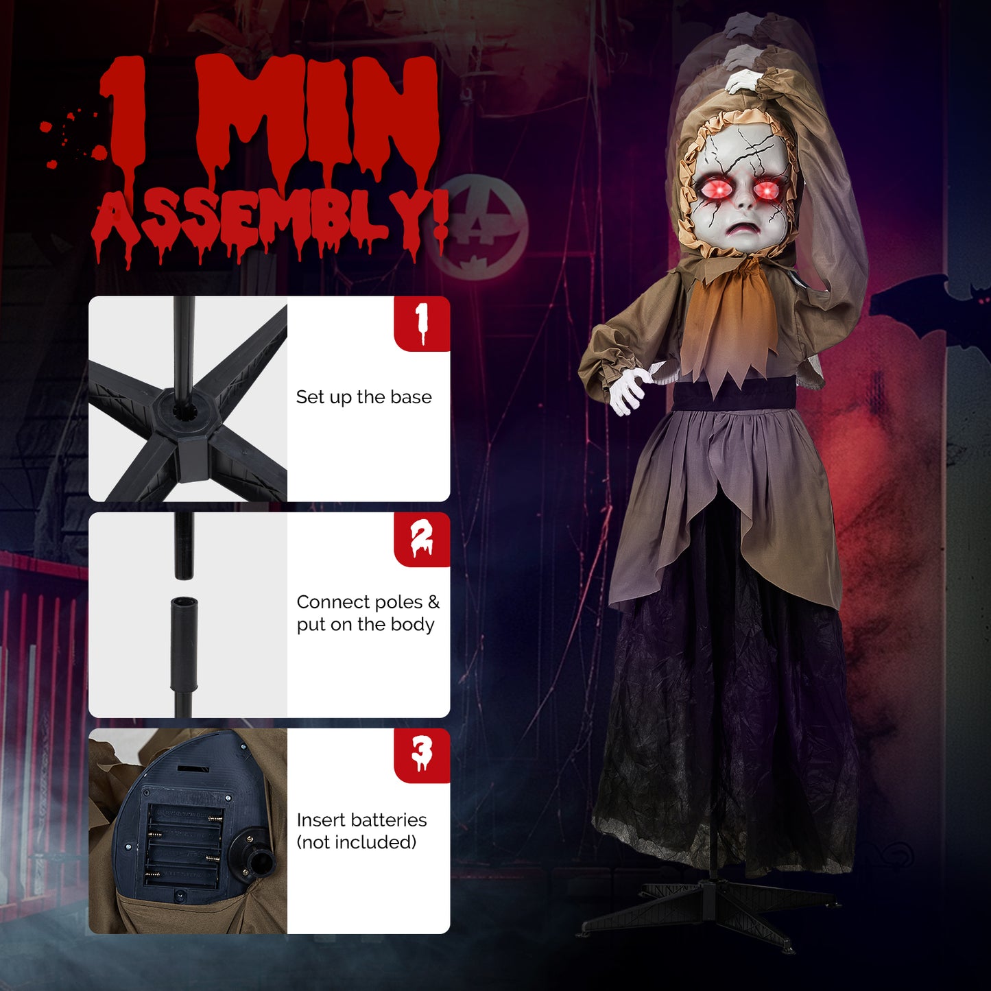 US Local 5.3ft Girl Halloween Standing Decoration