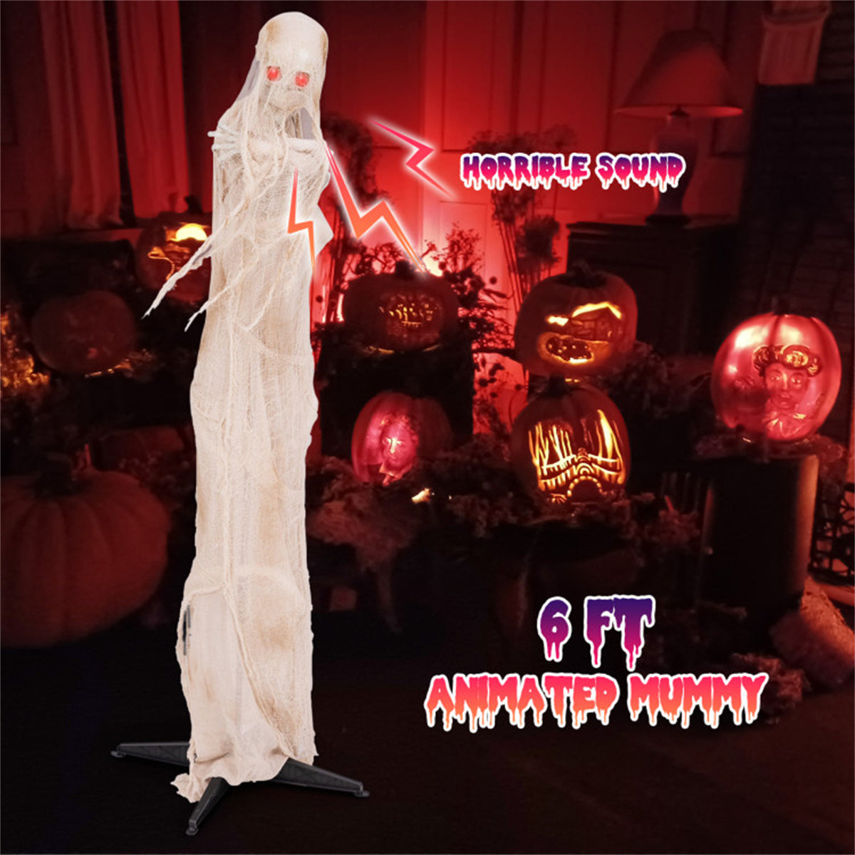 US Local 6FT Halloween decorations with LED red glow eyes