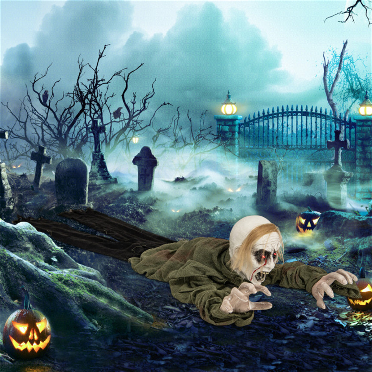 US Local Halloween zombie decorations with sparkling eyes and spooky sounds
