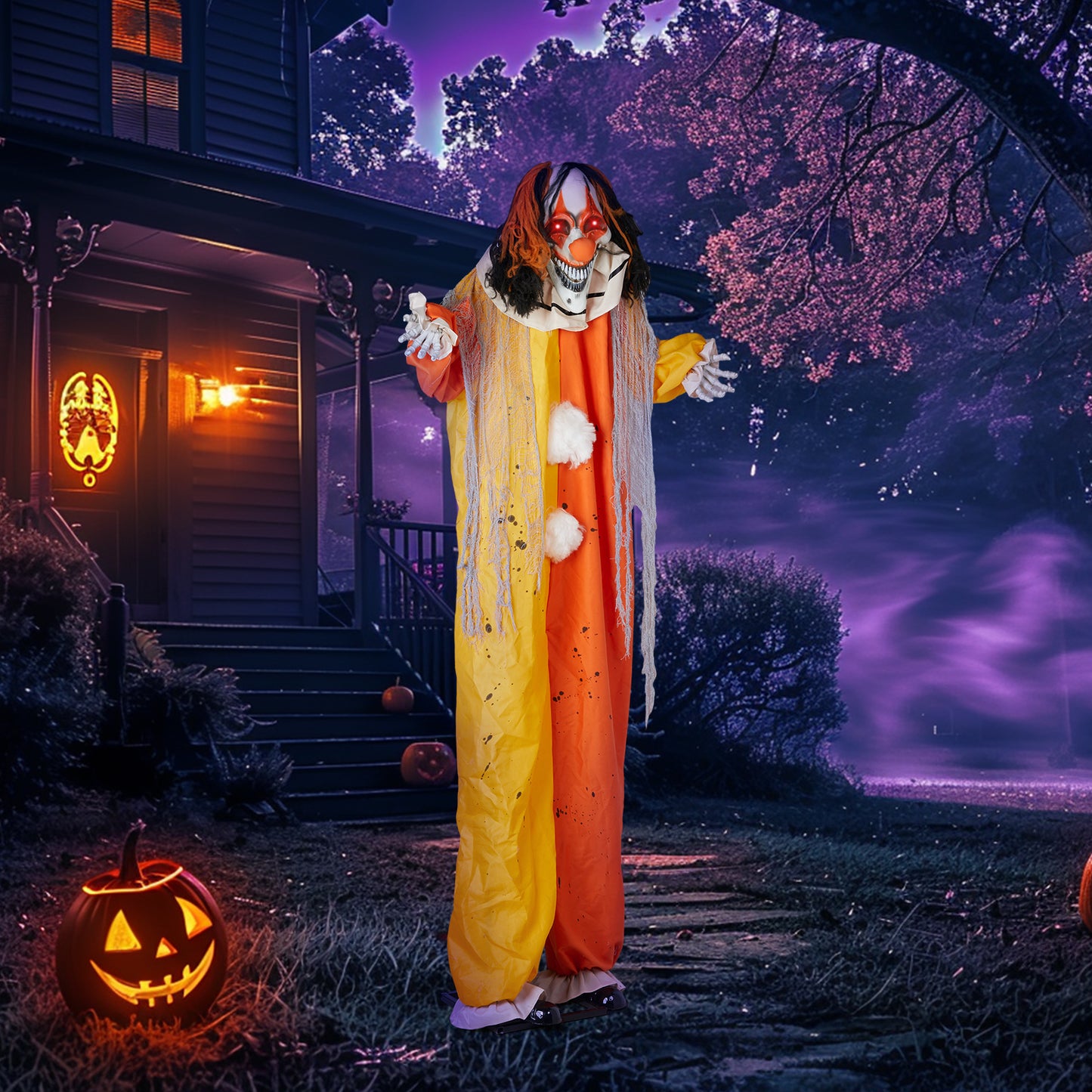US Local 8.2ft Red eyed Clown Outdoor Halloween Decorations