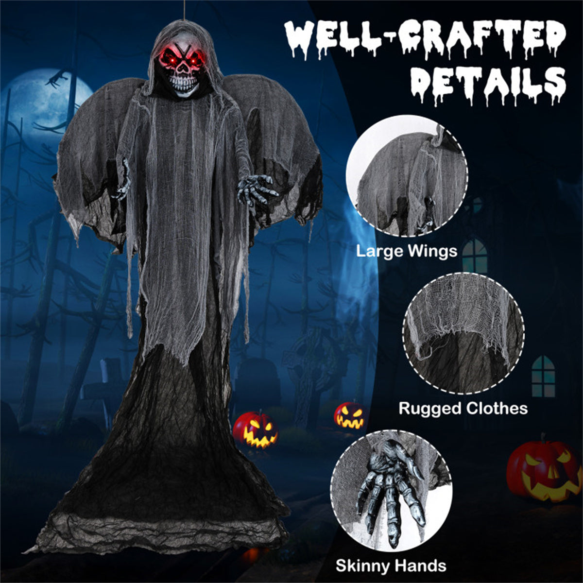 US Local 12.1 Ft Skeleton Ghost Halloween Decoration