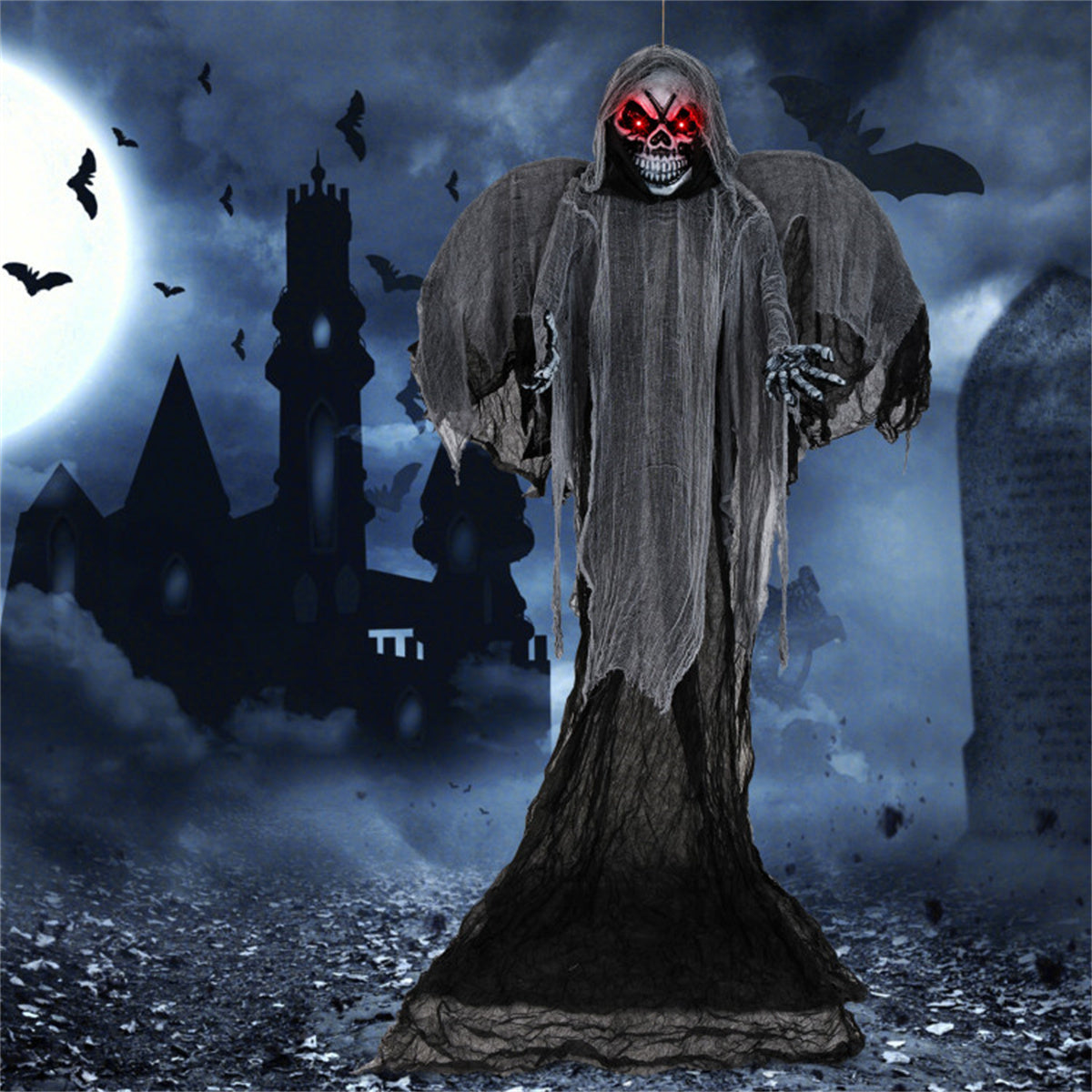 US Local 12.1 Ft Skeleton Ghost Halloween Decoration