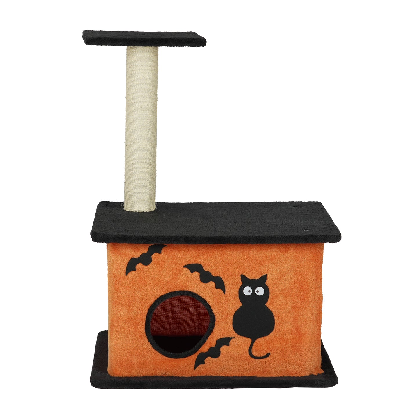 US Local 33" Halloween Cat Tree, Cat Tower Cat Tree for Indoor Cats with Spacious Cat Condo, Large Platform, Sisal Scratching Post, Orange & Black