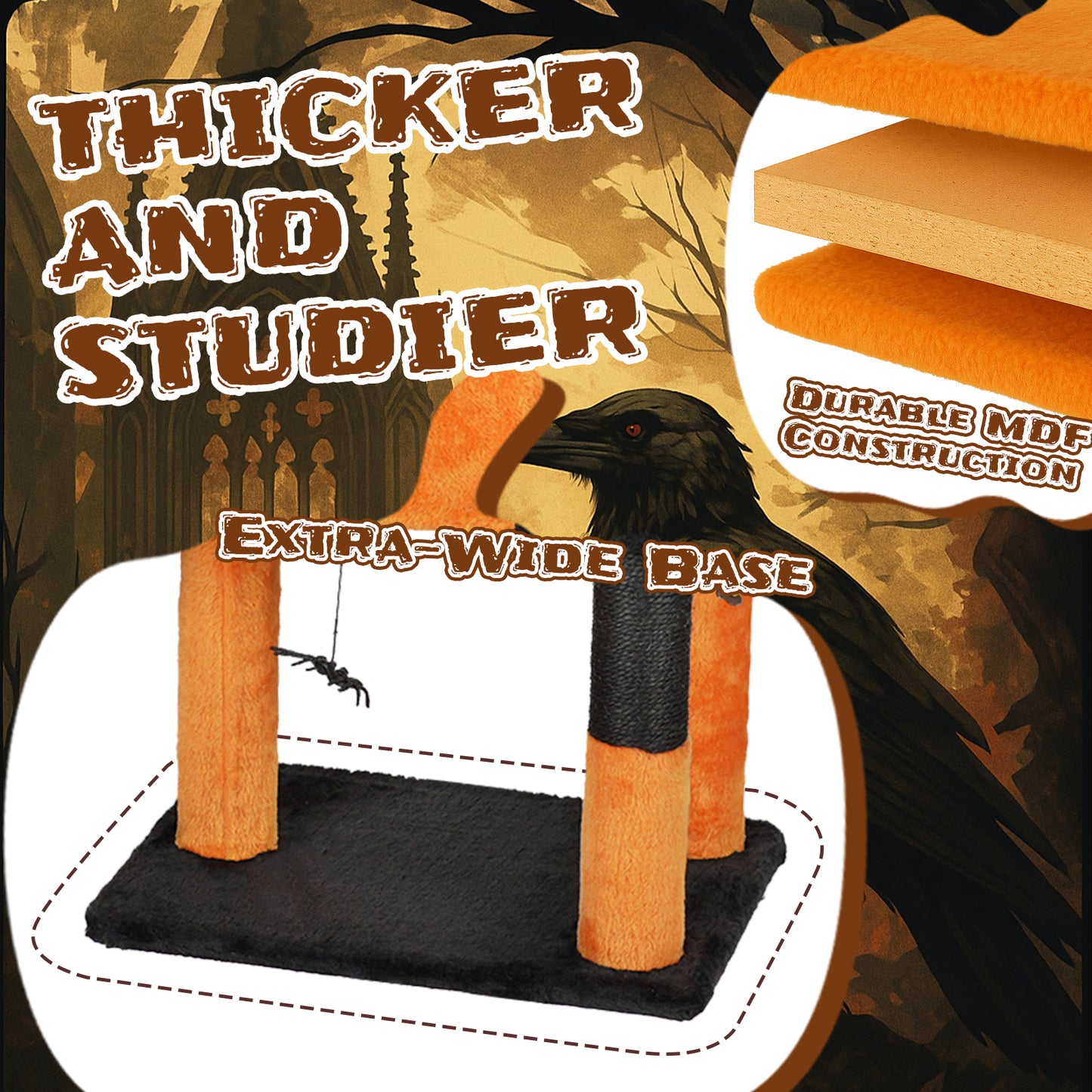 US Local 39.4" Halloween Cat Tree, Cat Tower Cat Tree for Indoor Cats with Spacious Cat Condo, Sisal Scratching Posts, Hanging Toys, Orange & Black