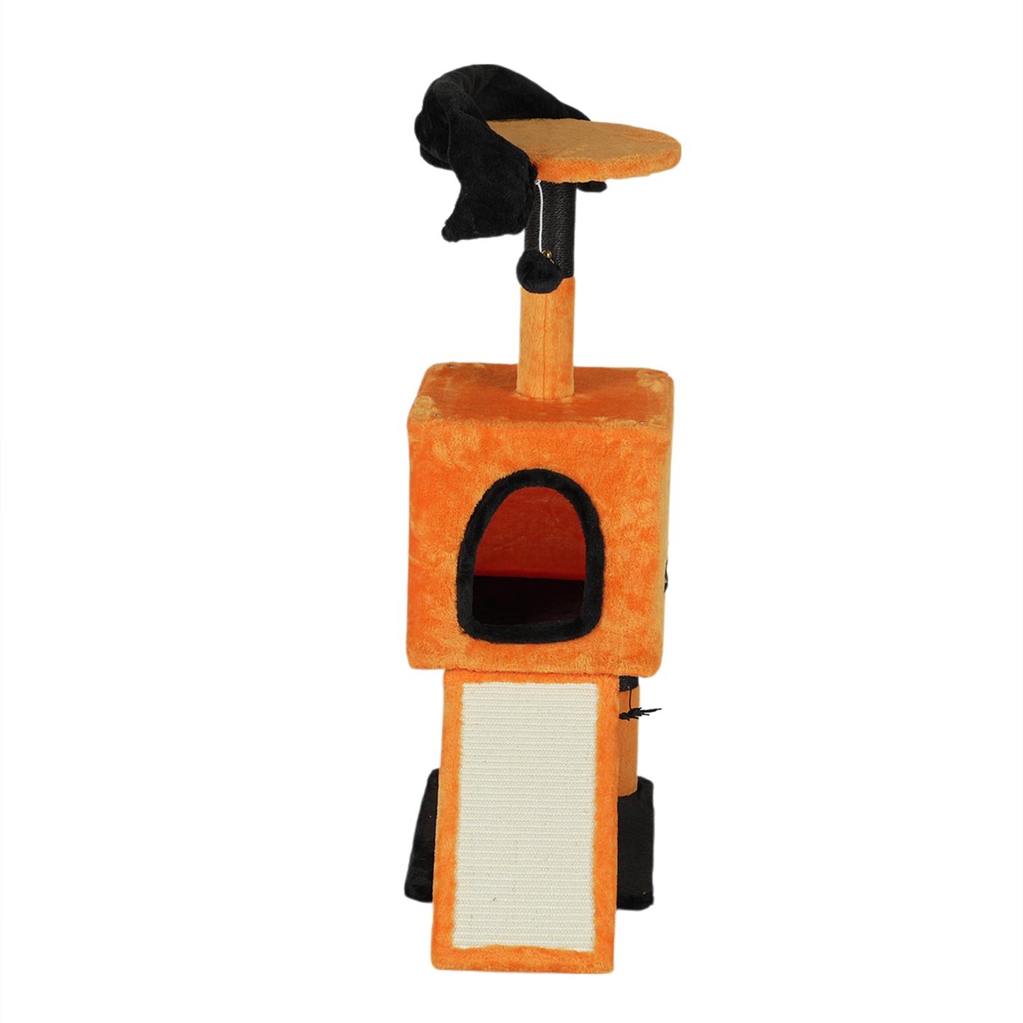 US Local 39.4" Halloween Cat Tree, Cat Tower Cat Tree for Indoor Cats with Spacious Cat Condo, Sisal Scratching Posts, Hanging Toys, Orange & Black