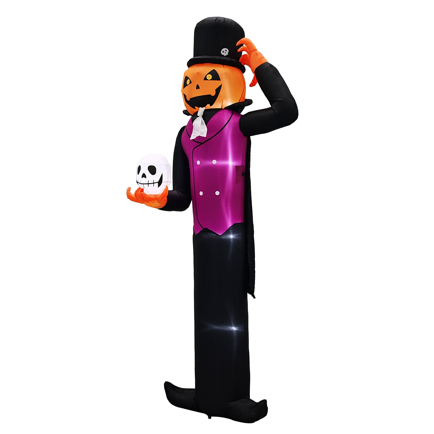 US Local 12FT Giant Halloween Inflatable Blow Up Decorations, Pumpkin Man Holding Skull with Built-in LEDs for Holiday Party Garden Lawn Yard Patio Décor