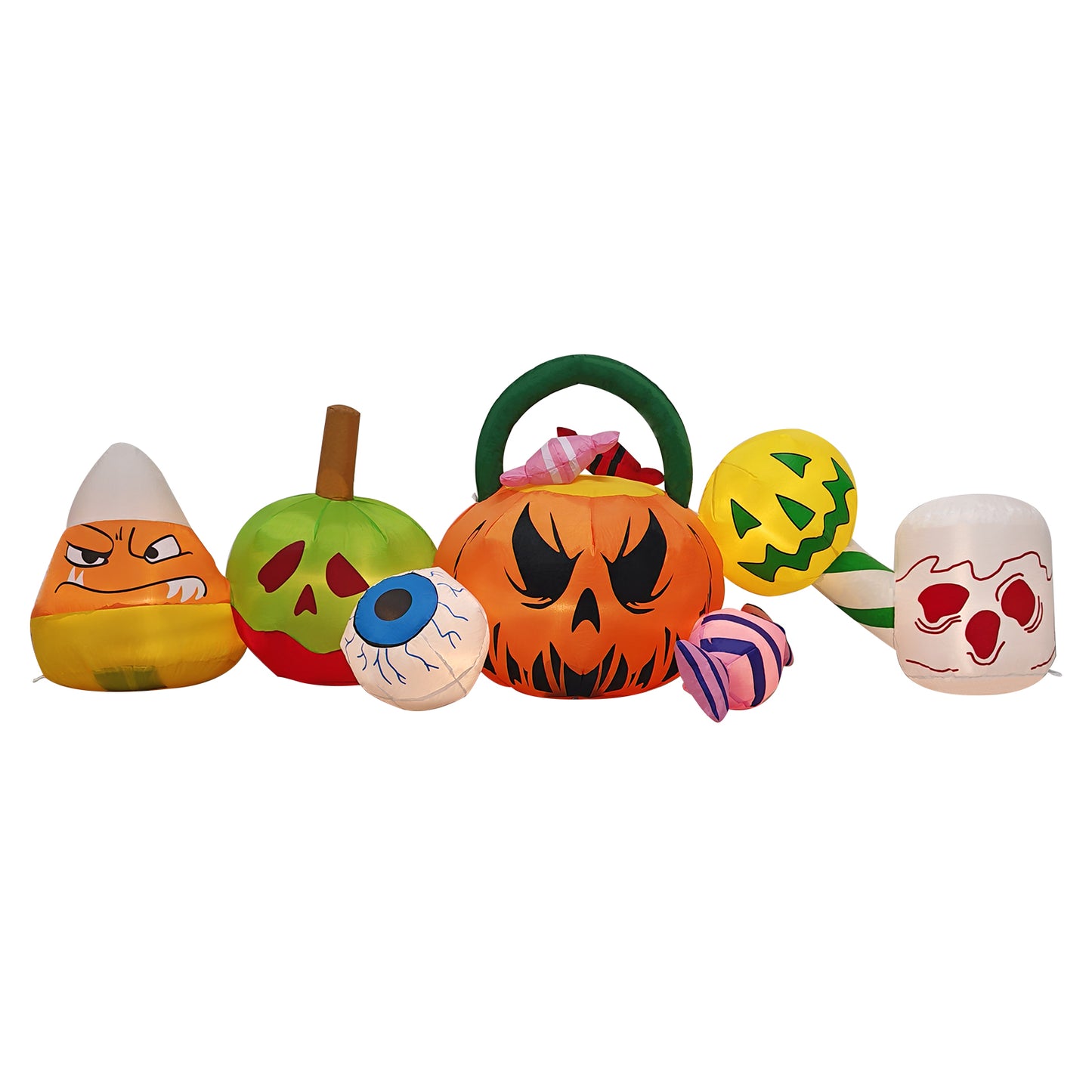 US Local 8FT Long Halloween Inflatables Pumpkins Eyeball Candy Outdoor Decorations, Blow Up Yard Decoration with Built-in LEDs Lighted for Lawn Garden Outside Indoor Decor