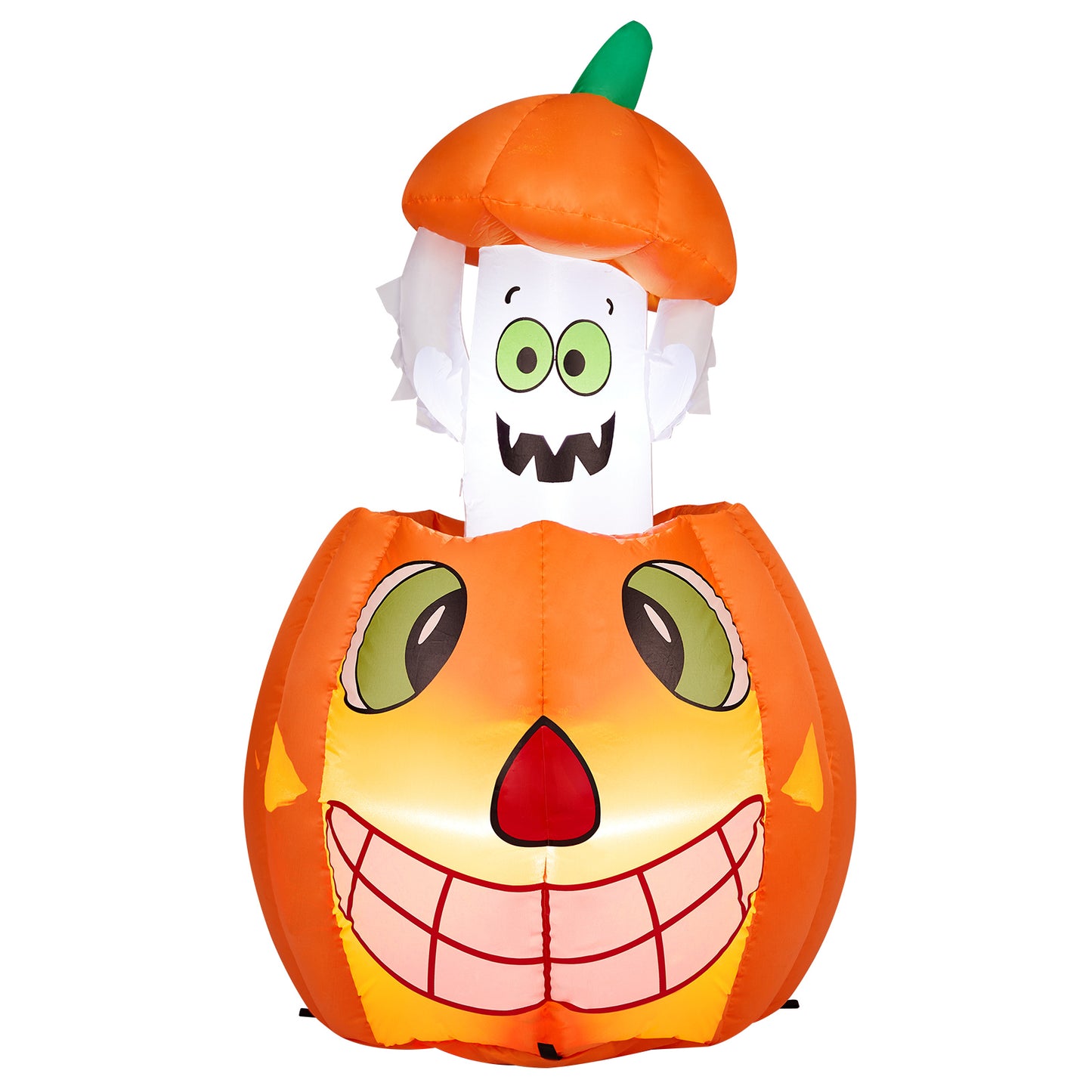 US Local 2.8 FT Halloween Inflatables Animated Pumpkin Ghost, Outdoor Decorations Blow Up Yard Decor with Built-in LEDs for Indoor Party Garden Lawn Decor