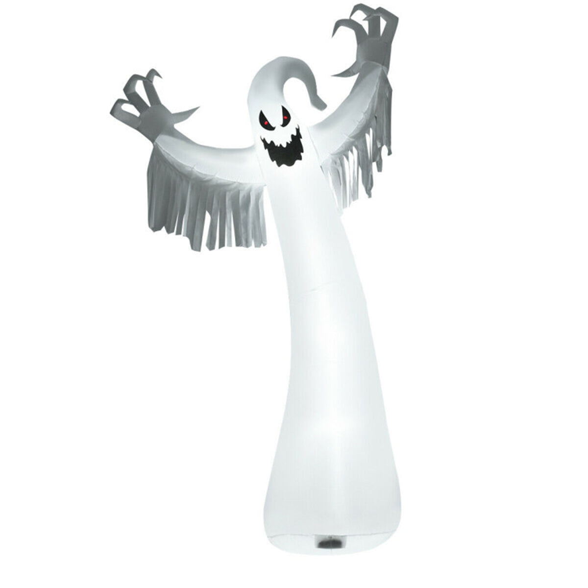 US Local Spooky Halloween Inflatable Ghost - 12 ft Tall with LED Lights, Waterproof Fabric, Spikes/Ropes for Stability, White