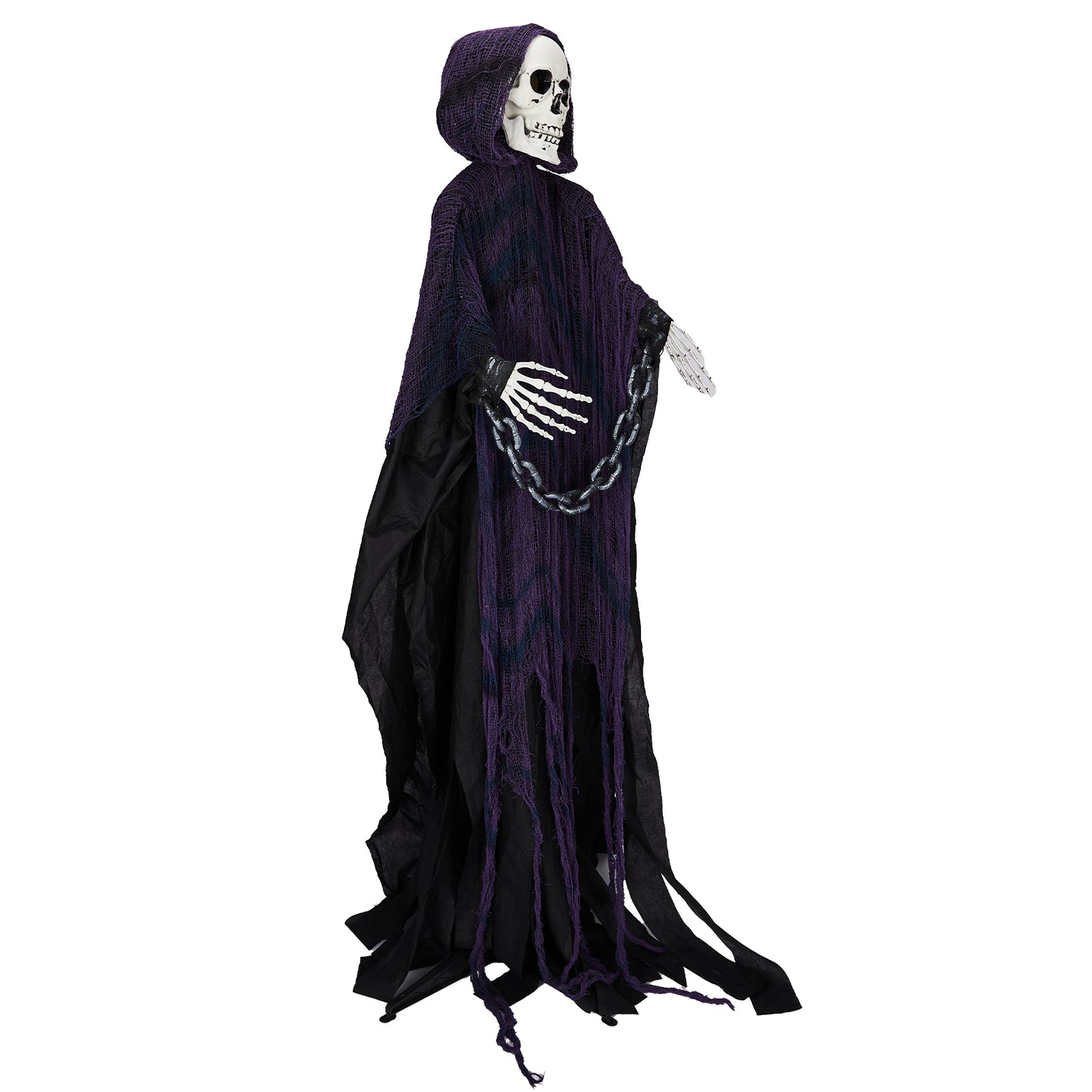 US Local 6ft Halloween Decorations Outdoor Life Size Animatronics Grim Reaper with Chain, Sound-Actived Party Decor with Creepy Sound , Scary Haunted House Props for Garden Yard Lawn