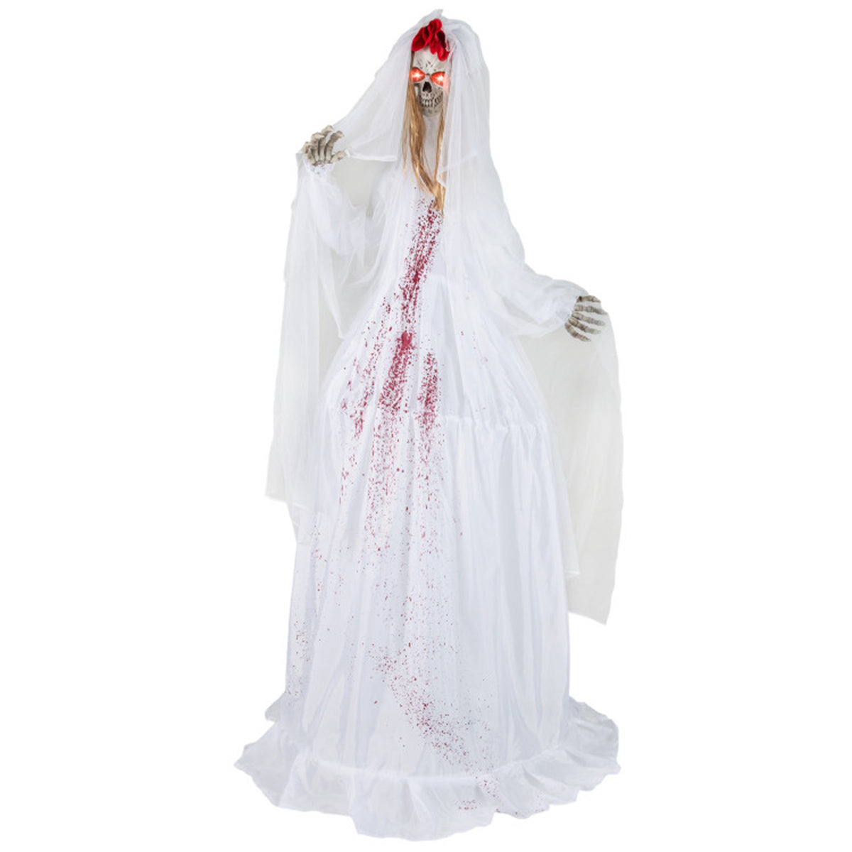 US Local 7.2ft Life-Size Animated Halloween Bride Prop - Bloodstained Dress, Sound-Activated