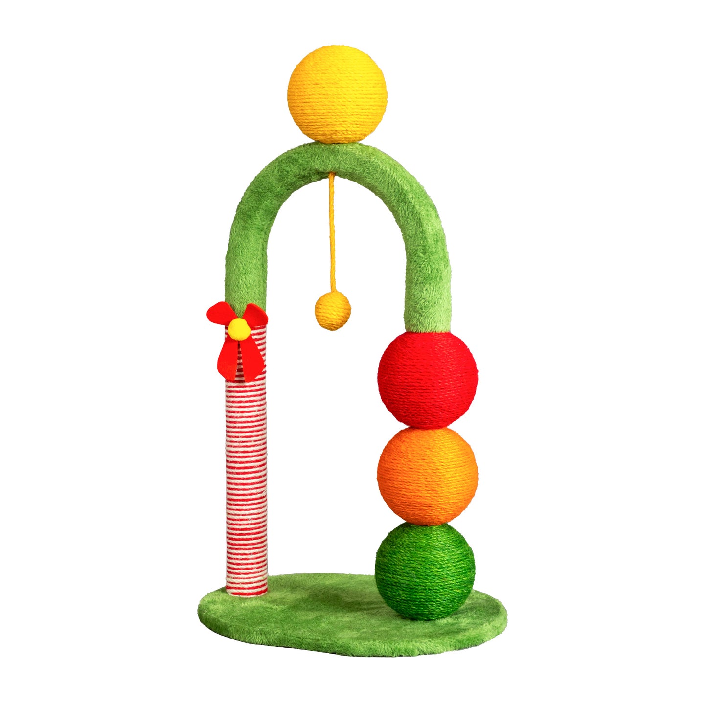 US Local 29in Cat Tree Tower with Sisal Scratcher Balls, Cute Holiday Scratching Post with Danging Ball for Indoor Cats