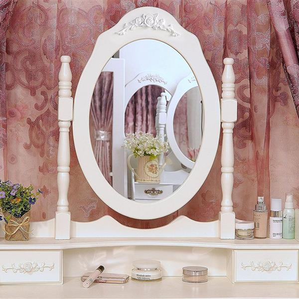 US Local Four Drawer Single Mirror Dressing Table Set