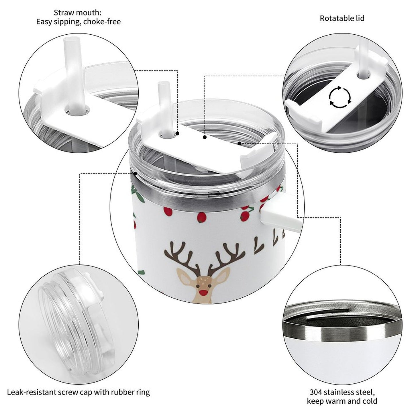 PHDT00026 POD US Local Tumbler 40 oz Large Capacity Car Cup Christmas Elk