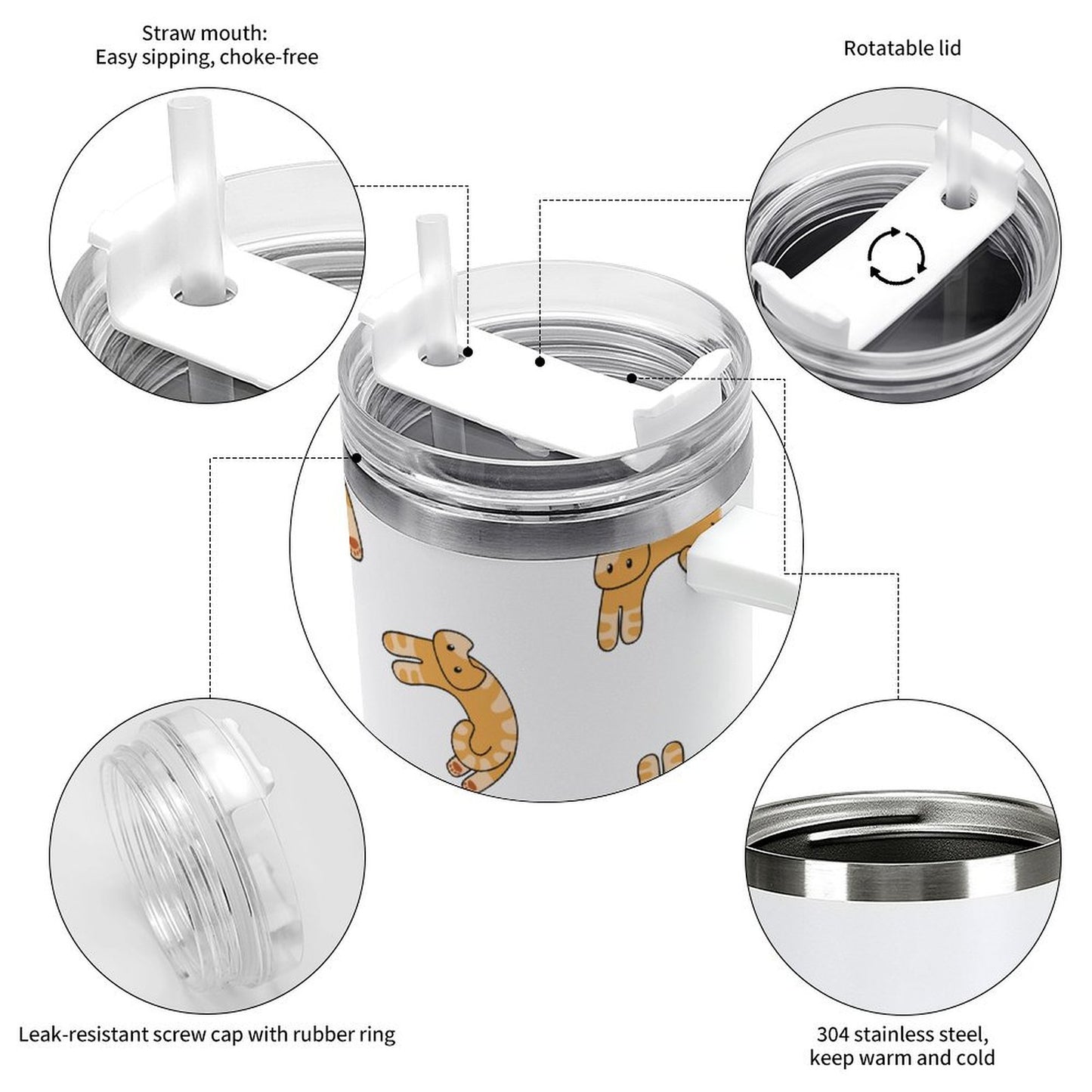 PHDT00243 POD US Local Tumbler 40 oz Large Capacity Car Cup Cat